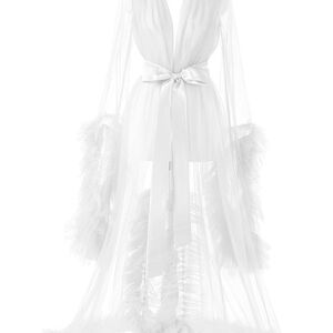 Luxurious Sheer White Robe with Satin Tie
